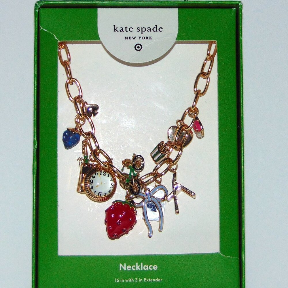 Kate Spade New York X Target Chunky Charm Statement Necklace Gold Tone